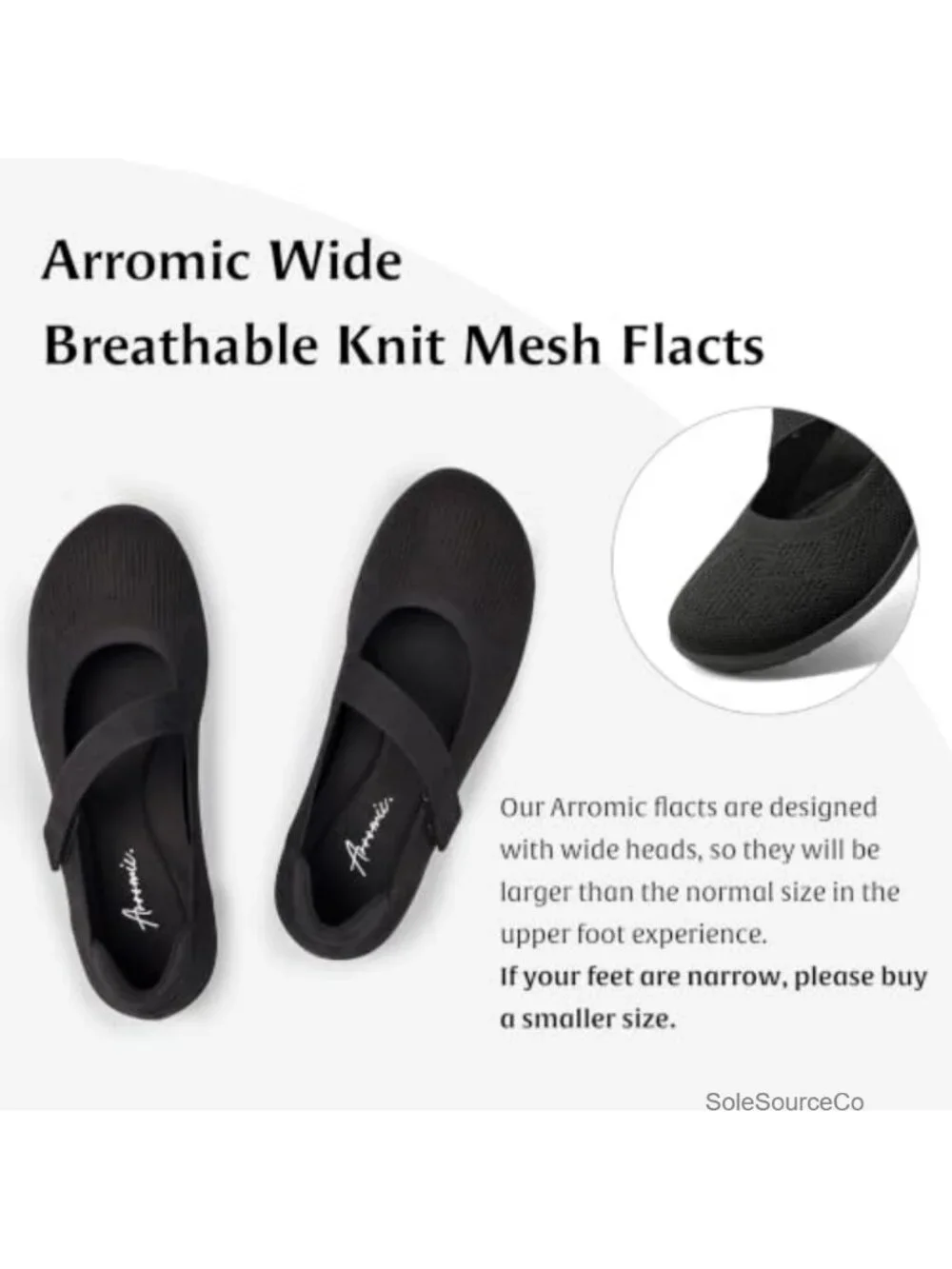 Women's Mary Jane Flats Wide Toe Box Knit Slip On Adjustable Strap Comfortable